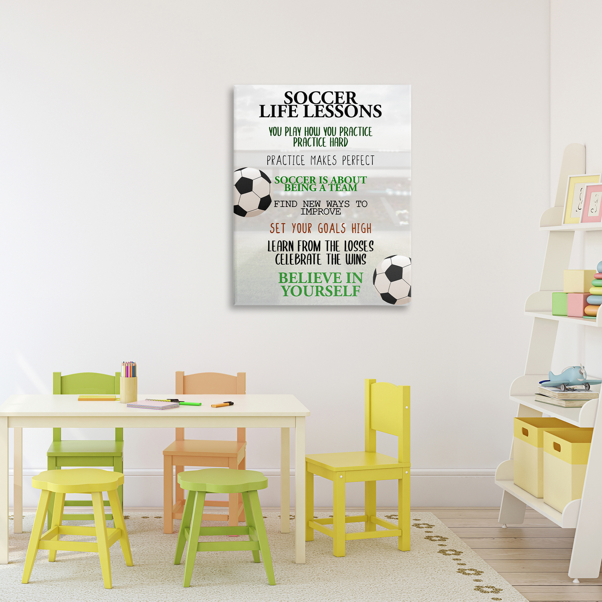 Soccer Life Lessons Canvas Wall Art, design by Kim Allen