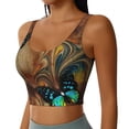 thumbnail image 2 of Fotbe Vintage Butterfly Green Pattern Womens' Sports Bra Longline Wirefree Padded with Medium Support Sports Moisture-Wicking Workou Vest,Tank Top-, 2 of 7