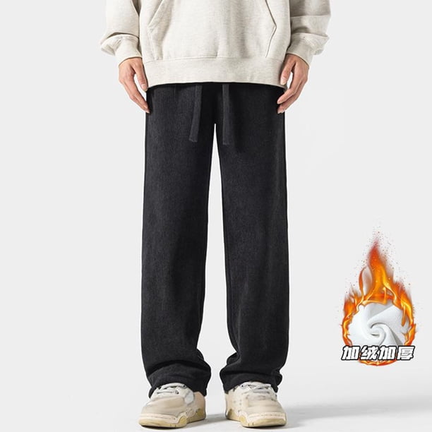 Pantalones de pana para hombre, de longitud completa, holgados, de color liso, talla grande, con cordón, rectos, para hombre