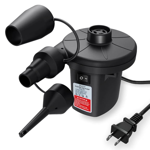 TeSabMi Electric Air Pump for Inflatables, 130W AC Quick Fill Air Mattress Pump with 3 Nozzles, Inflator Deflator for Pool Floats and Swim Rings