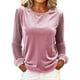 thumbnail image 3 of TaTaai Ladies Long Sleeve Round Neck Top Velvet Mesh Insert Blouse Solid Color Dressy Casual Evening Wear Gift, 3 of 6