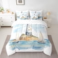 thumbnail image 2 of YST Watercolor Lighthouse Comforter Set, 7-Piece, Nautical Theme, Queen, 2 of 4