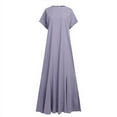 thumbnail image 3 of ZANZEA Women Short Sleeve Button Down Back Swing Solid Color Long Dress, 3 of 11