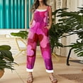 thumbnail image 5 of Fgvctg Valentine's Day Womens Jumpsuit Wide Leg Pant Adjustable Overall Love Heart Print Sleeveless Spaghetti Straps Jumpsuit Rompers Bib Overalls Loose Sprimg Pant With Pockets Dark Purple L, 5 of 5