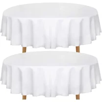 2 Pcs Round Tablecloth Table Cover Party Wedding Linen White 90" Round Lassani