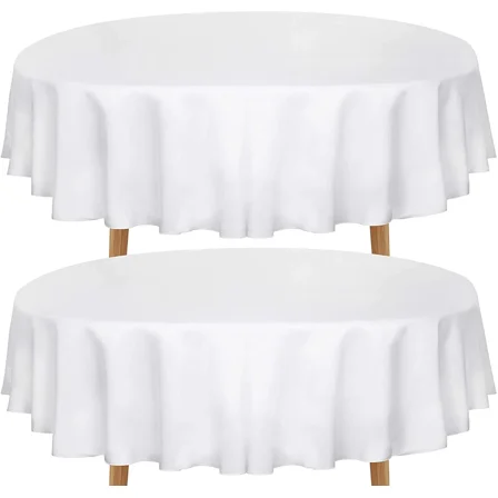 2 Pcs Round Tablecloth Table Cover Party Wedding Linen White 90" Round Lassani