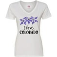 thumbnail image 3 of Inktastic I Love Colorado Columbine Flowers Women's V-Neck T-Shirt, 3 of 5