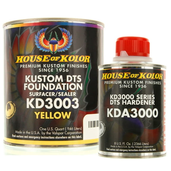 House of Kolor QUART KIT YELLOW Color KD3003 DTS Surfacer / Sealer w/ Hardener
