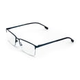 thumbnail image 2 of Men Premium Optical Frame Wide Large Head Reading Glasses Half Rim Metal - Clear Lens Reader DRM03 145MM Blue +1.75, 2 of 5