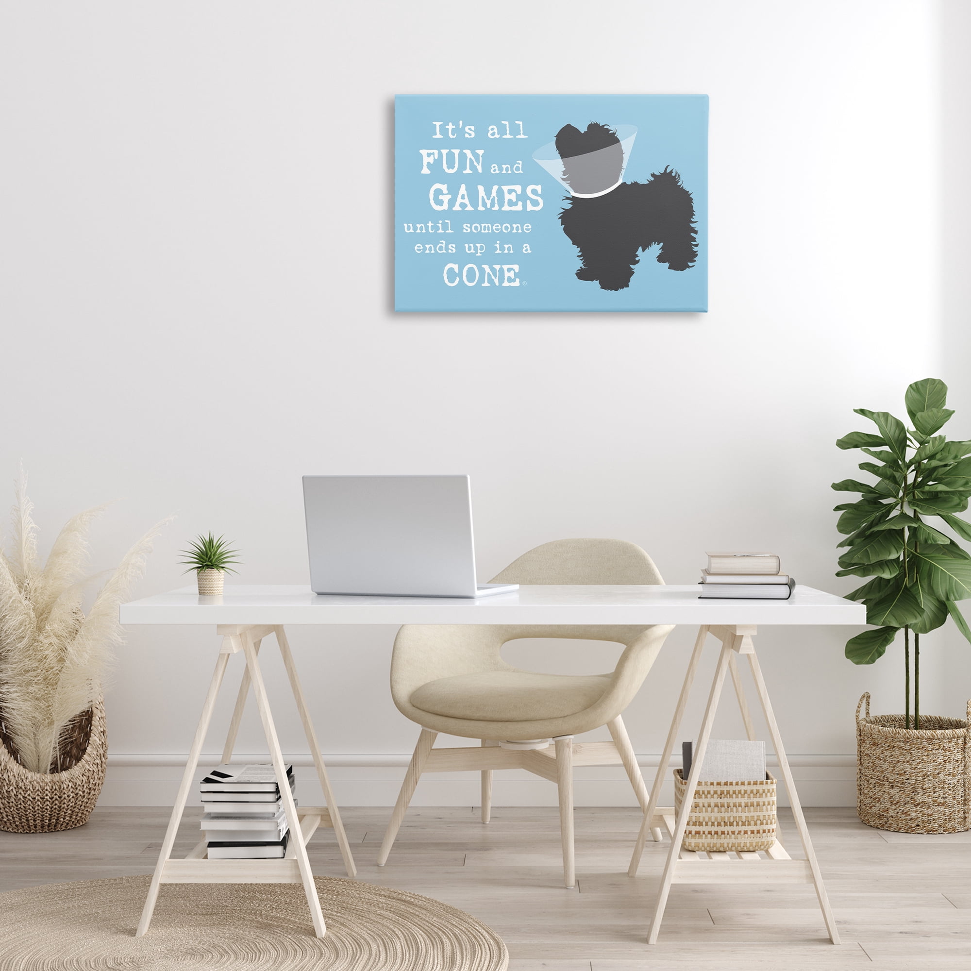 Stupell Industries Funny Fun & Games Dog Animals Painting Wrapped Canvas Art Print Wall Art, 30 x 20