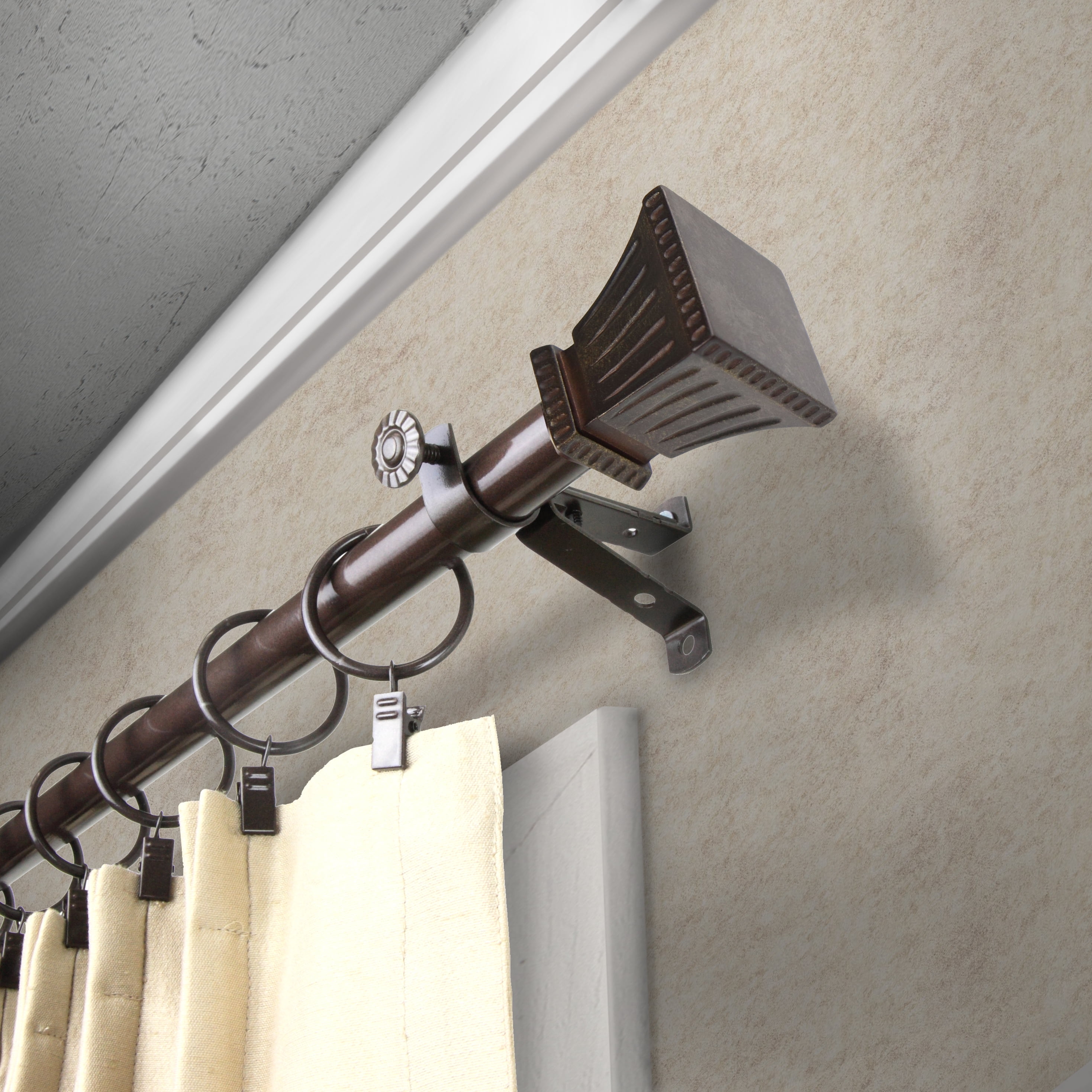 13/16" Dia Adjustable 48-84" Amara Curtain Rod in Cocoa