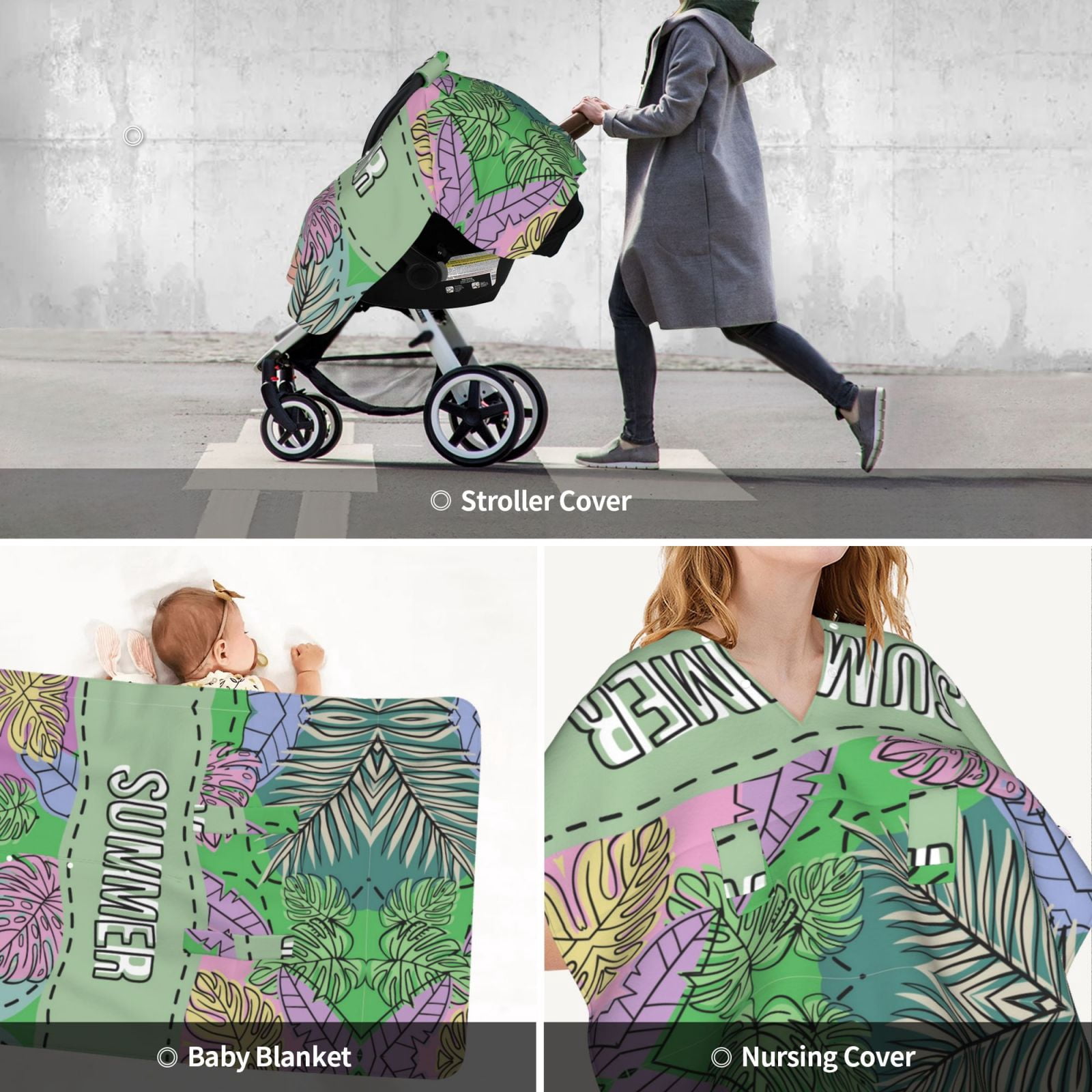 Car Seat Cover Baby - Summer Breathable Infant Car Seat Cover for Baby Carseat, Lightweight Comfort Baby Essentials Must Haves Newborn Stuff for Girl Boy