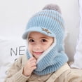 thumbnail image 2 of Kids Winter Neck Warmer Hat Knitted Plush Children Toddlers Kniting Warm Ear Protection Cap Coffee, 2 of 10