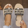thumbnail image 2 of Dakaela Women's Casual Woven Sandals Bohemian Braided Summer Beach Flip Flops Open Toe Flat Slides Walking Slippers Shoes Size 6-11 Black, 2 of 7