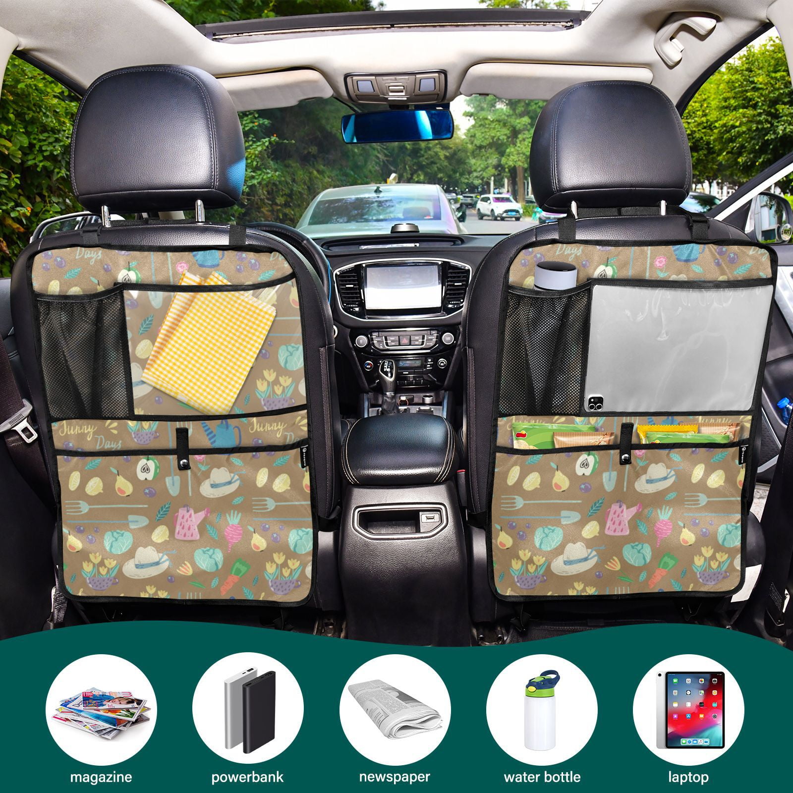 Sunny days garden pattern 178 Pack Backseat Protector Seat Covers for Your Car, SUV, Minivan or Truck Seats - Vehicle Back Seat Safety Accessories - Universal Fit Automotive Interior Protectors