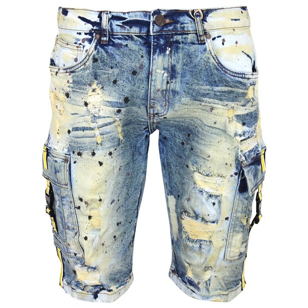 yellow jean shorts mens