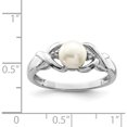 thumbnail image 4 of Sterling Silver Rhodium Fw Cultured Button Pearl & Diamond Ring (Size 6) Made In India qdx858-6, 4 of 5
