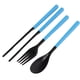 thumbnail image 4 of Juego de vajilla de plástico ABS, cuchara, tenedor, palillos que contienen vajilla plegable portátil para exteriores, color azul, 4 of 8