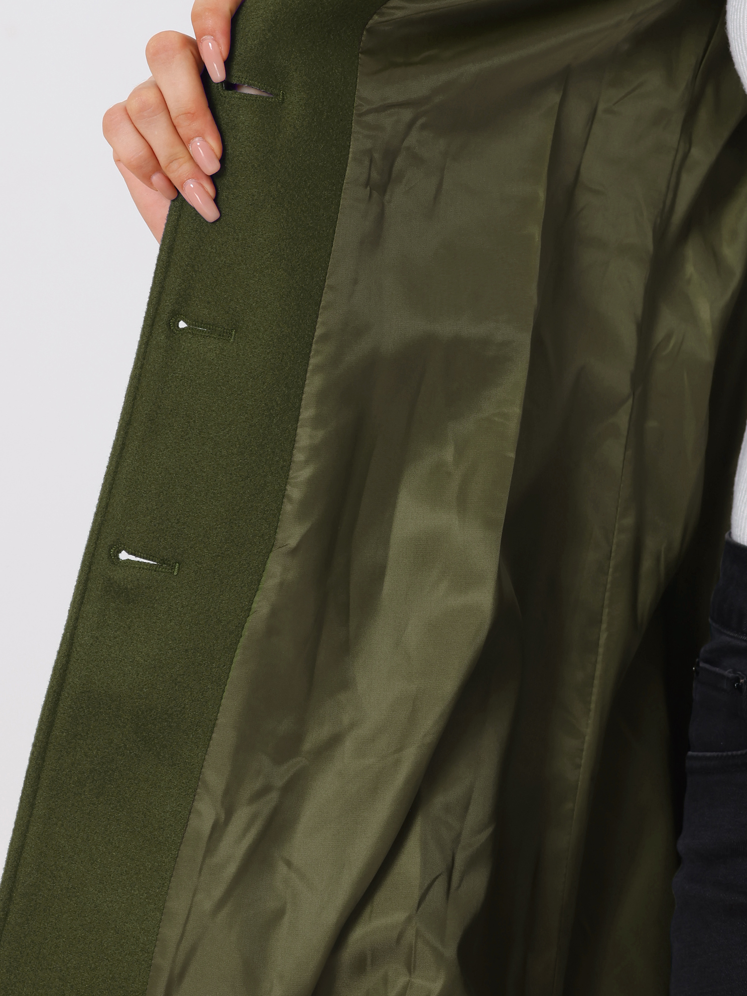 DARING DIVA Women's Single Breasted Long Outwear Winter Coat Army Green L