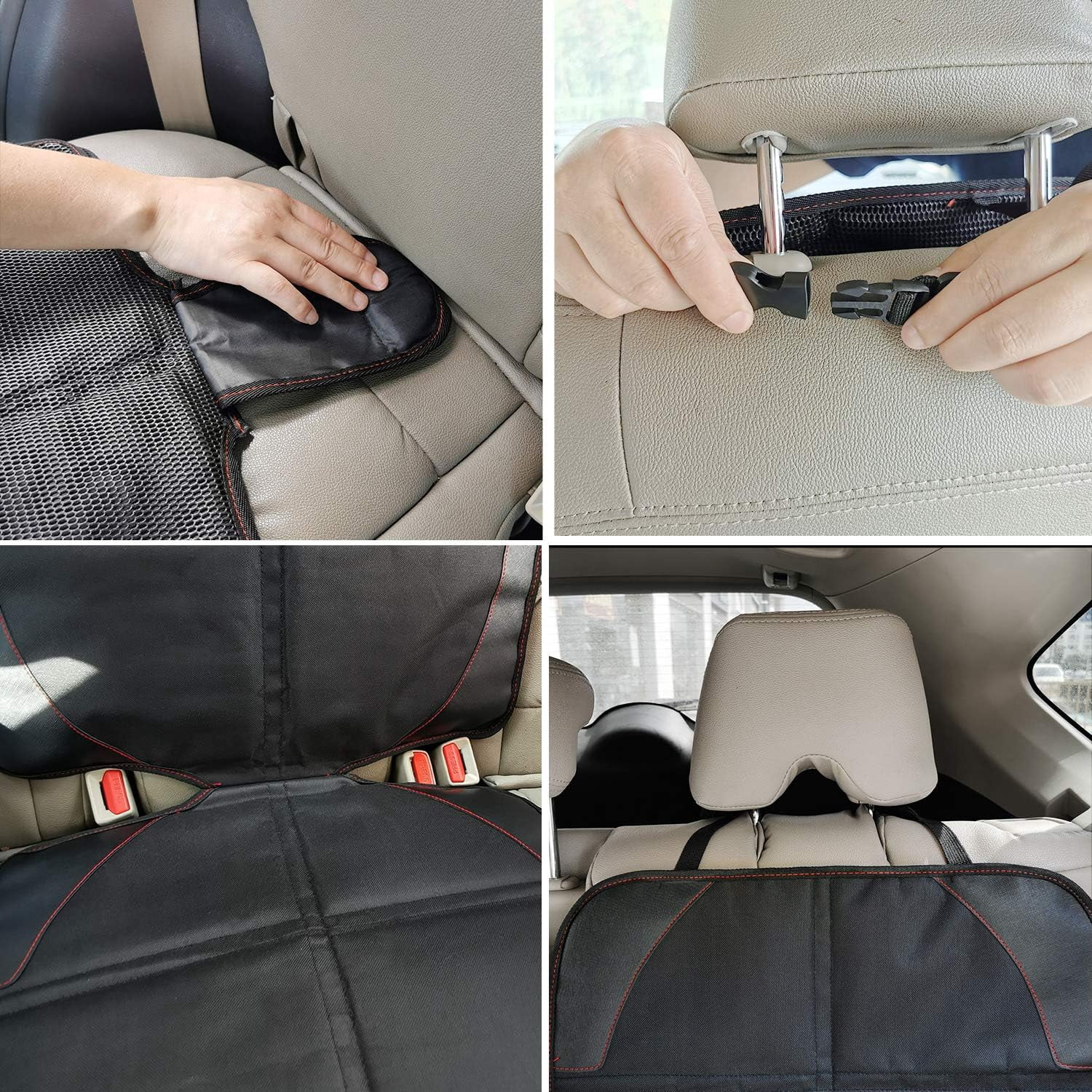 Byseng Car Seat Protector 2 Pack, Durable 600D Fabric Waterproof Car Seat Cover for Child Car Seat with Thick Pad Non-Slip Backing