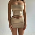 thumbnail image 2 of Scacto Women's Two Piece Midriff-baring Top Slim-fit Sheath Two-piece Set Outfits Crop Cami Top and Bodycon Mini Skirt Set, 2 of 5