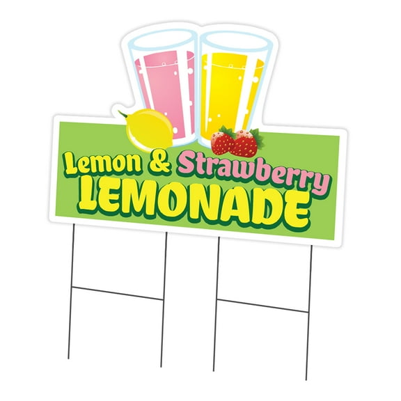 Lemon And Strawberry Lemonade 24" x 36" Yard Sign & Stake | Advertise Your Business | Stake Included Double Sided Image | Made in The USA