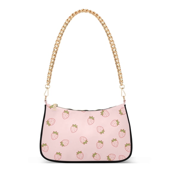 ALAZA Cute Strawberry Pink Women's Chain Shoulder Bag Hobo Handbag Tote Crossbody Purse