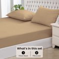 thumbnail image 3 of Fitted Sheet + Pillowcase Set 800 Thread Count 100% Egyptian Cotton 3-Piece ( 1-Fitted + 2-Pillowcase ) California King Size (72" x 84") Inch 30-Inch Deep Pocket, All-Around Elastic Taupe Stripe, 3 of 6