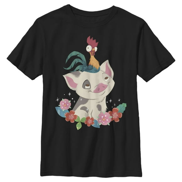 T-Shirt Garçon Moana Pua HeiHei Fleurs - Black - Petit