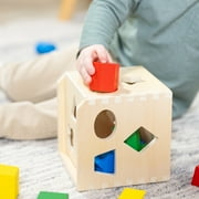مكعب فرز الشكل Melissa & Doug - لعبة خشبية كلاسيكية مع 12 شكلاً