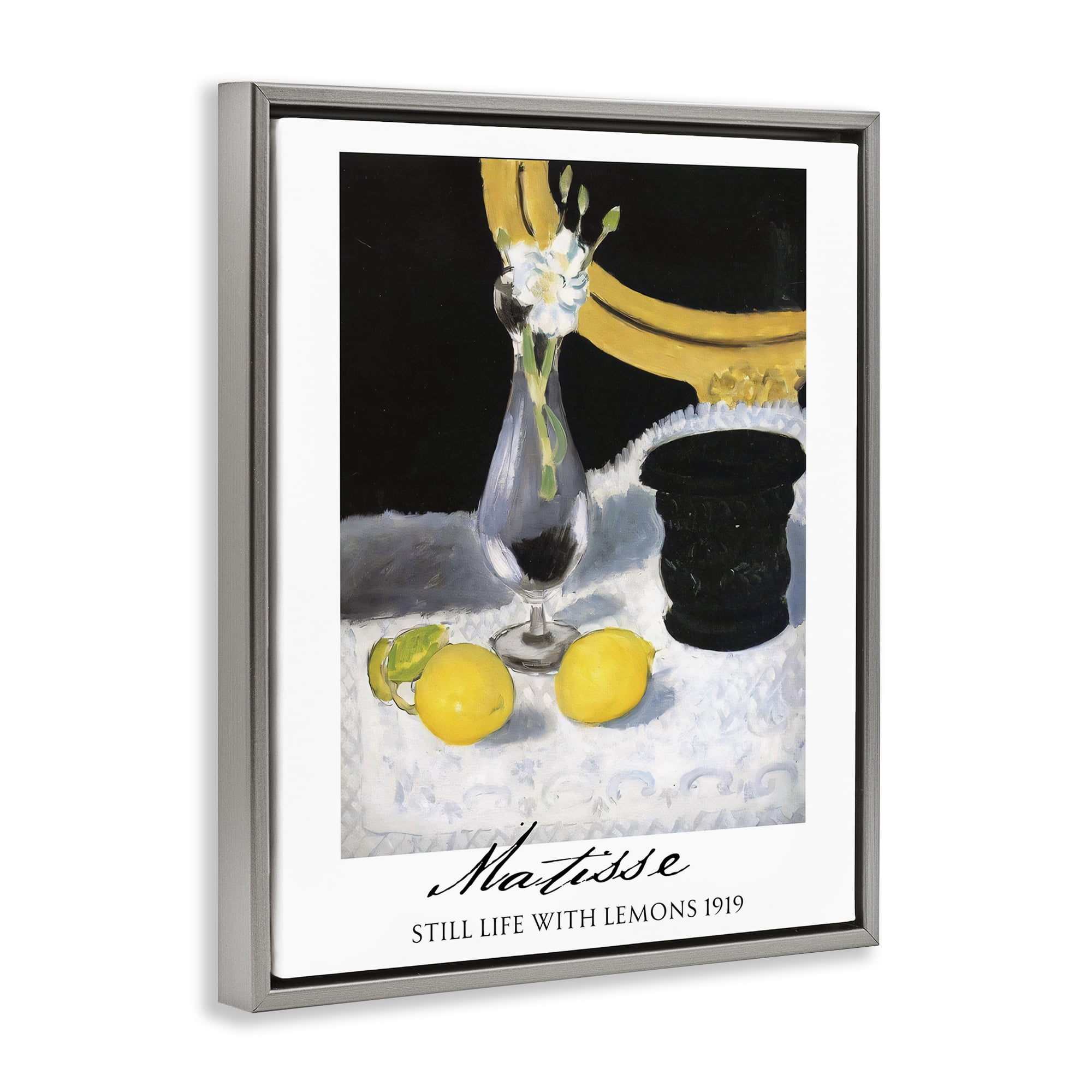 Stupell Industries Matisse Still Life Lemons Gray Framed Floater Canvas Wall Art, design by Vintage Hustle