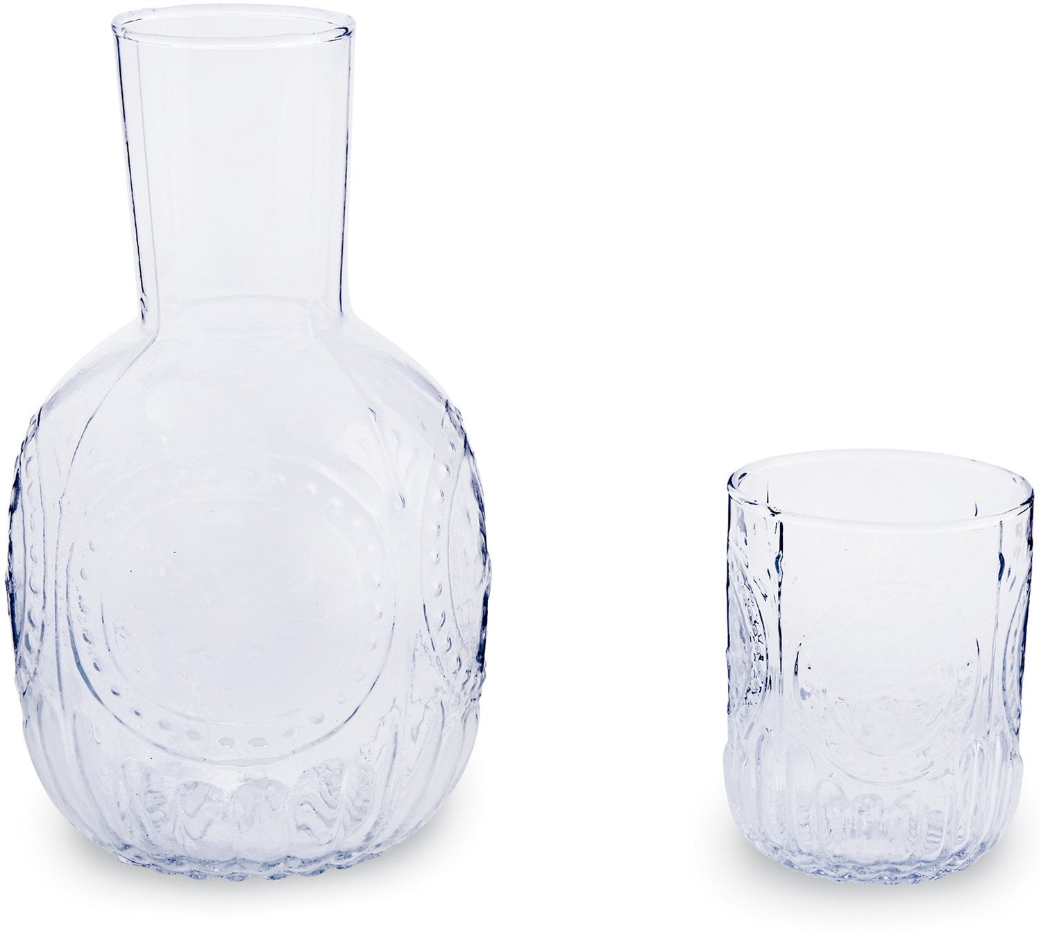 Gift Water Carafe with Drinking Glass Bedside Vintage FEDERAL Glass Set