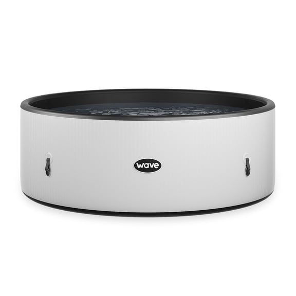 Wave Ontario 4-Person Round Drop-Stitch Hot Tub | 110-Jet Inflatable Spa | White Herringbone