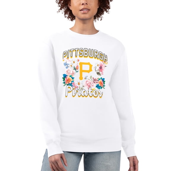 Women's G-III 4Her by Carl Banks White Pittsburgh Pirates Flowers Graphic Pullover Sweatshirt