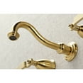 thumbnail image 4 of Kingston Brass KS3127KL Whitaker Double-Handle Wall Mount Bathroom Faucet, Brushed Brass, 4 of 8