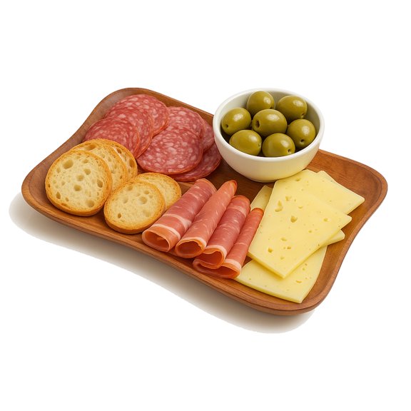 Woodard & Charles Acacia Wood Large Pinched Serving Tray for Serving, Charcuterie, Sushi, Cheese, Hors D ‘Oeuvres, Sandwiches, and More, 11.5" x 7.25"