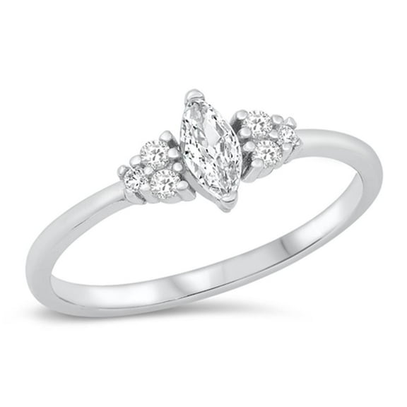 Clear CZ Marquise Wholesale Engagement Ring .925 Sterling Silver Band White Female Size 5