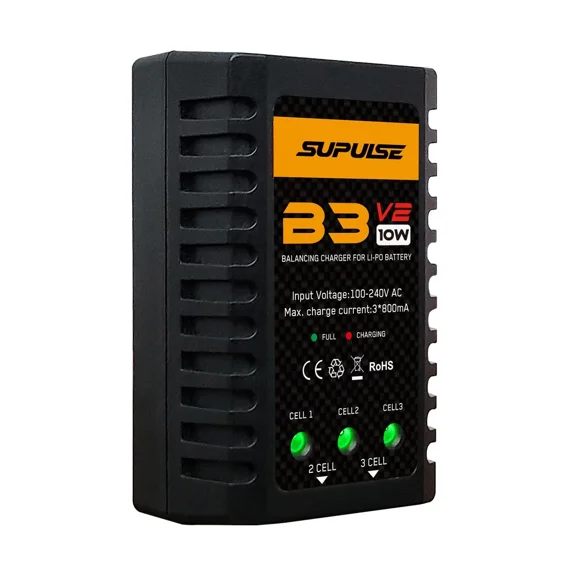 SUPULSE LiPo Battery Charger 2S-3S RC Balance Charger AC 7.4-11.1V 10W Upgrad...