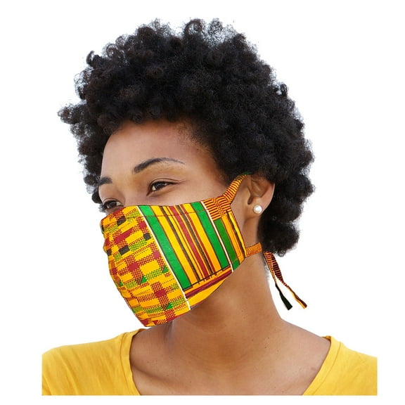 Kente African Print Adjustable, Reusable, Reversible, Face Mask Cover