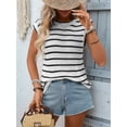 thumbnail image 4 of Striped Sweater Vest Women Spring Summer Crewneck Knit Shirts Dressy Beach Cute Crochet Tank Tops, 4 of 10