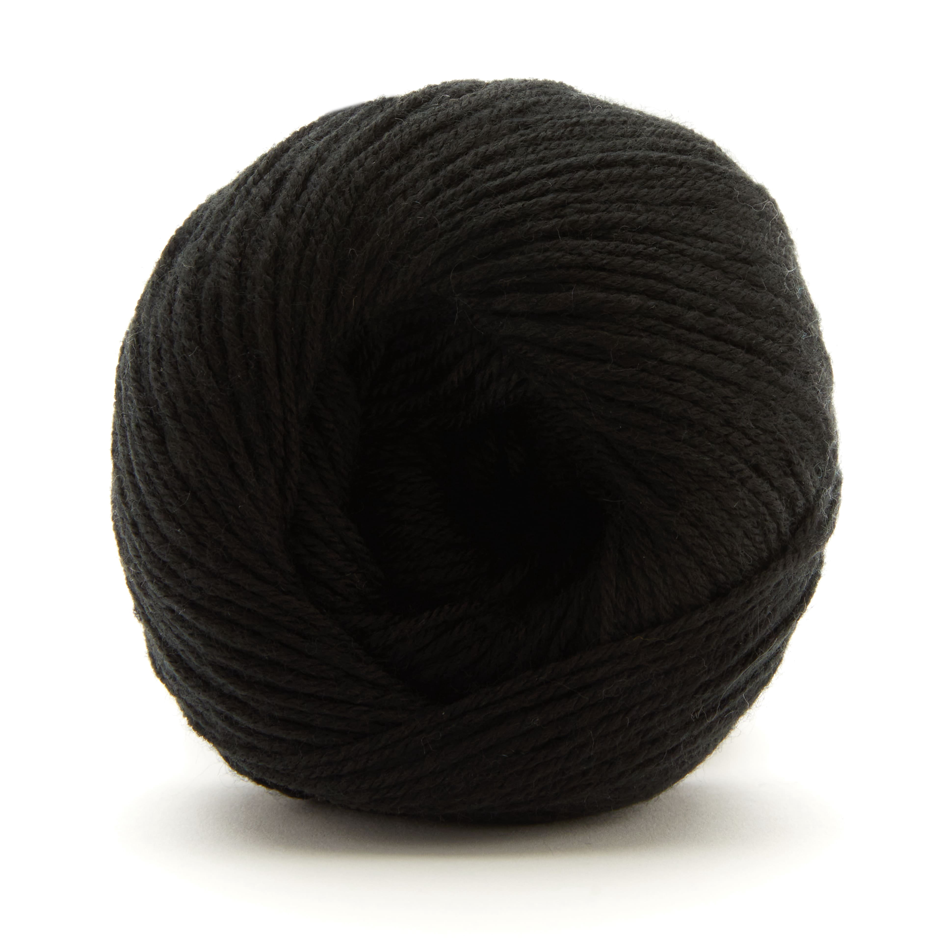 Loops & Threads Black Luxe Merino Solid Yarn - Light Weight Yarn for Knitting, Crochet, Weaving, Arts & Crafts, 15 Pack