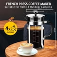 thumbnail image 4 of YMMIND Cafetera de prensa francesa Prensa de café de acero inoxidable 304 de 34 oz, con sistema de 4 filtros, vidrio de prensa francesa de borosilicato de espesor resistente al calor, émbolo de café d, 4 of 5