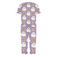 thumbnail image 5 of Women's Halloween Lounge Set Short Sleeve Round Neck Top and Capri Pants with Pockets Ghost Print Breathable Soft Pajama Set Casual Sportswear for Daily Wear Purple Pink 2XL, 5 of 6