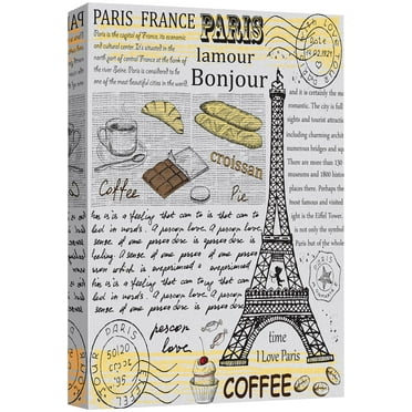 wall26 Canvas Wall Art - Vintage Style Coffee Art with Eiffel Tower - Giclee Print Gallery Wrap Modern Home Art Ready to Hang - 24x36 inches