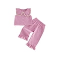 thumbnail image 1 of Conjunto de 2 piezas para niñas pequeñas: top sin mangas con cuello de muñeca y estampado a cuadros, y pantalón con cintura elástica., 1 of 9