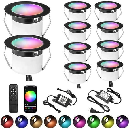 10 Pack WiFi Deck Light RGB/Warm White Lights Low Voltage Waterproof Stairs Lamp