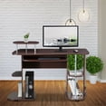 thumbnail image 2 of Rustam Wood Computer Work Station in Chocolate, 2 of 6