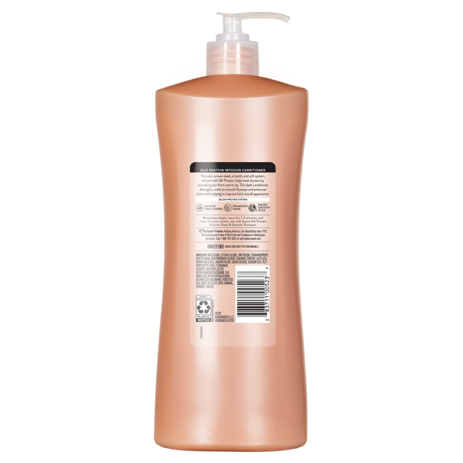 Suave Silk Protein Infusion Sleek & Smooth Conditioner for Dry, Unmanageable Hair, 28 FL OZ