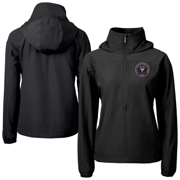 Women's-Cutter & Buck Black Inter Miami CF Charter Eco Recycled Full-Zip Anorak Jacket