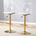thumbnail image 7 of Hi loPres Set of 2 Modern Adjustable Swivel Bar Stools, Clear Backrest with Gold Metal Base Counter Height Kitchen Island Chairs, 7 of 7
